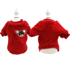 Pet Dog Clothes flannel Dog Winter clothe Puppy (Color: Red)