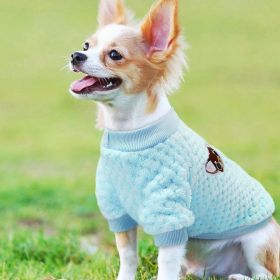 Pet Dog Clothes flannel Dog Winter clothe Puppy (Color: Blue)