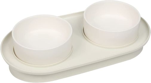 Elevated Cat Bowls, Raised Cats Ceramic Food and Water Stand Bowl Dishes for Cats Small Dogs or Puppy, 15Â¬âˆž Tilted Anti Vomiting Stress Free Feeder De (Color: White)