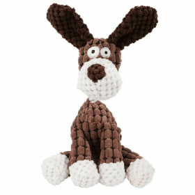 Funny Pet Puppy Chew Squeaker Squeaky Plush Sound Toys Clean Teeth Dog Play Toy (Color: Brown, Material: Corduroy)