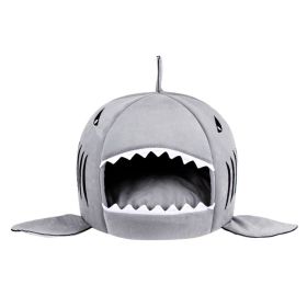 Shark Shape House Beds Tent Mat Small Dog Cat Puppy Beds Soft Dog House For Large Dogs Beds (Color: Grey, size: 42x42x40 cm)